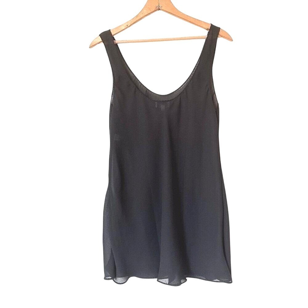 Vintage 80s/90s Natori Chemise Black Semi-sheer - Small